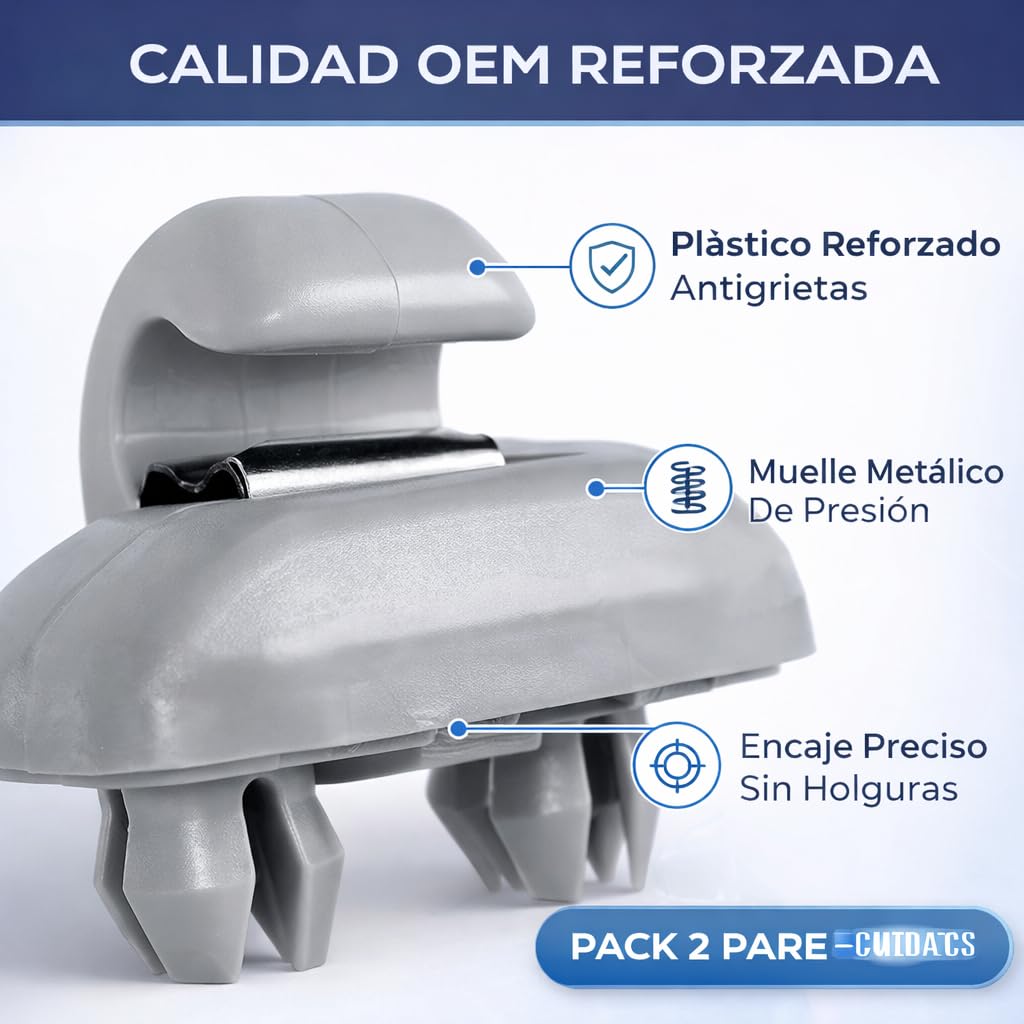 [4 Piezas] Clip Parasol Coche Repuesto Visera Interior Ajuste Preciso Compatible Audi A1 A3 A4 A5 Q3 Q5 S3 S4 S5 TT Gancho Fijacion Techo Vehiculo Plastico Reforzado Gris OEM Duradero Antiruido — view 6