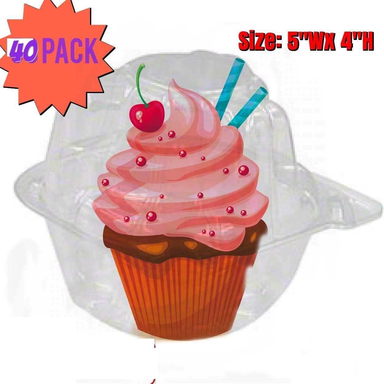 40 jumbo individual cupcake containers large Strong Quality Clear individual Cupcake Muffin Containers plastic disposable single Compartment cupcake container individual jumbo cupcake container