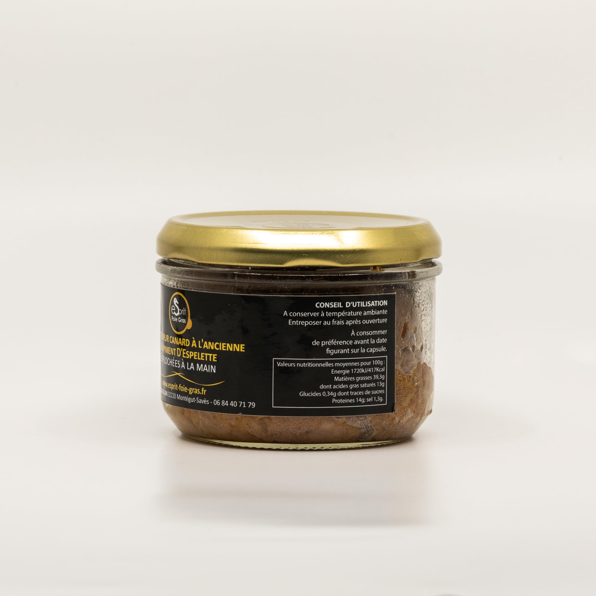 Esprit Foie Gras -Rillettes pur canard à l’ancienne au piment d’Espelette – effilochées à la main – 180 g