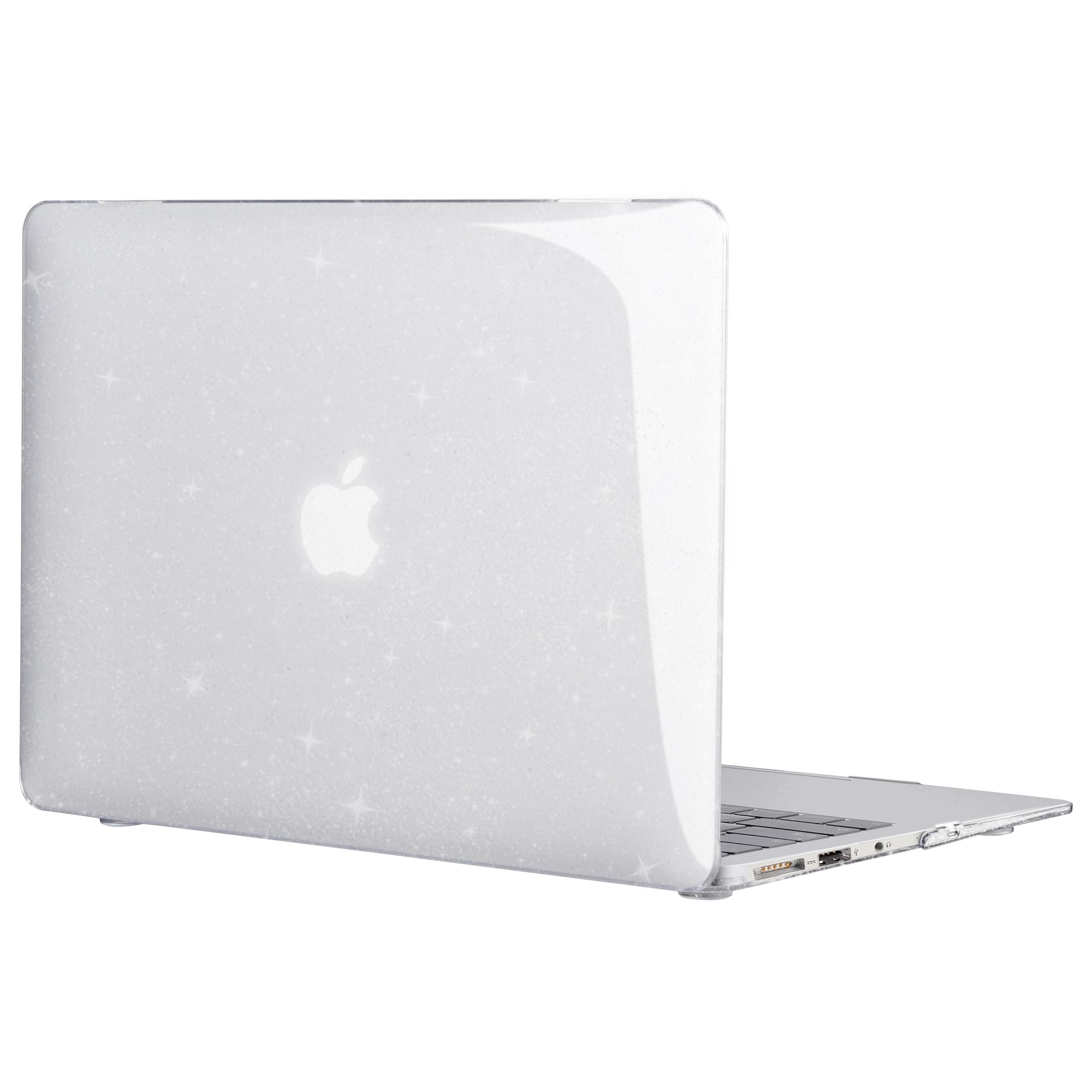 TECOOL Cover compatibile con vecchio MacBook Air 13 Pollici 2017-2010 (A1466 1369), Custodia Rigida Protettiva Sottile in Plastica Superficie Lucida e Copritastiera UE, Glitter