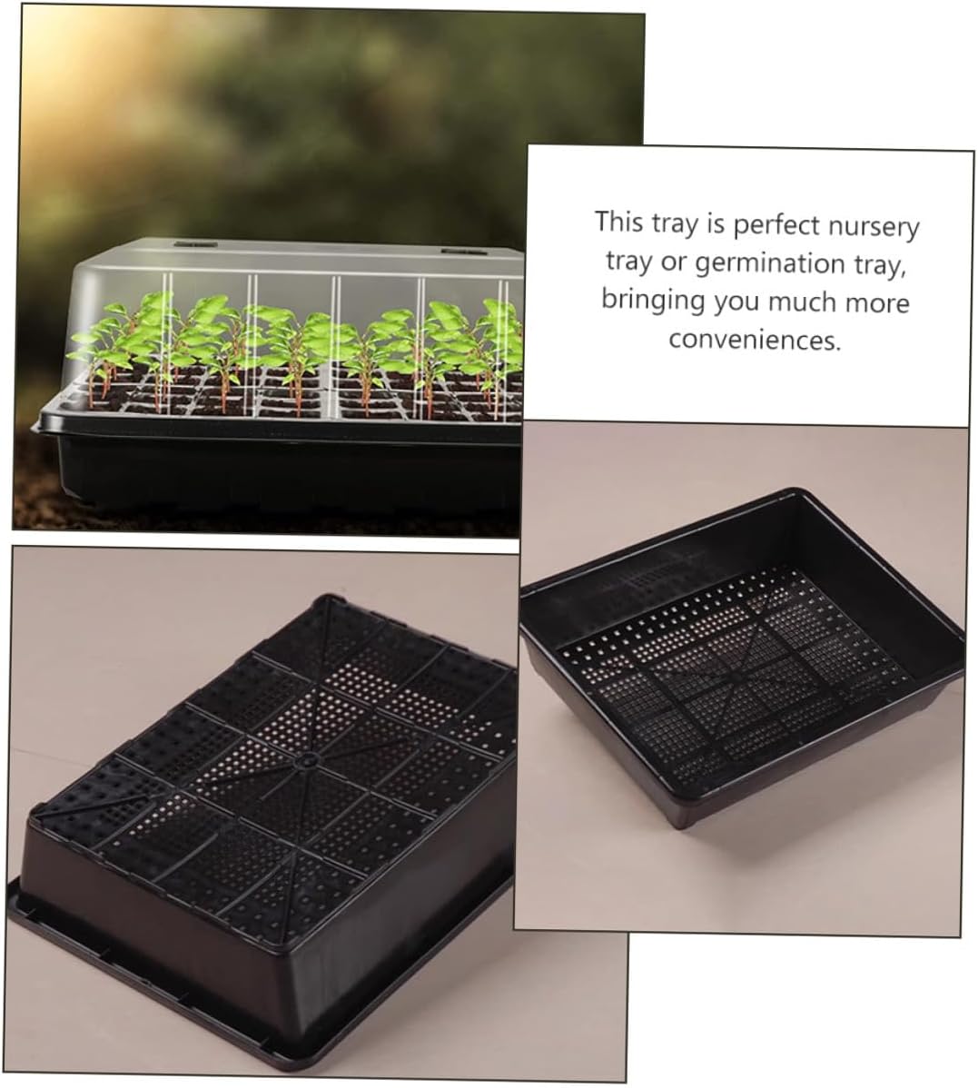 Seedling Tray with Humidity Dome Plant Starter Nursery Tray Set for Indoor Germination Gardening Propagation Plastic Raised Lid
