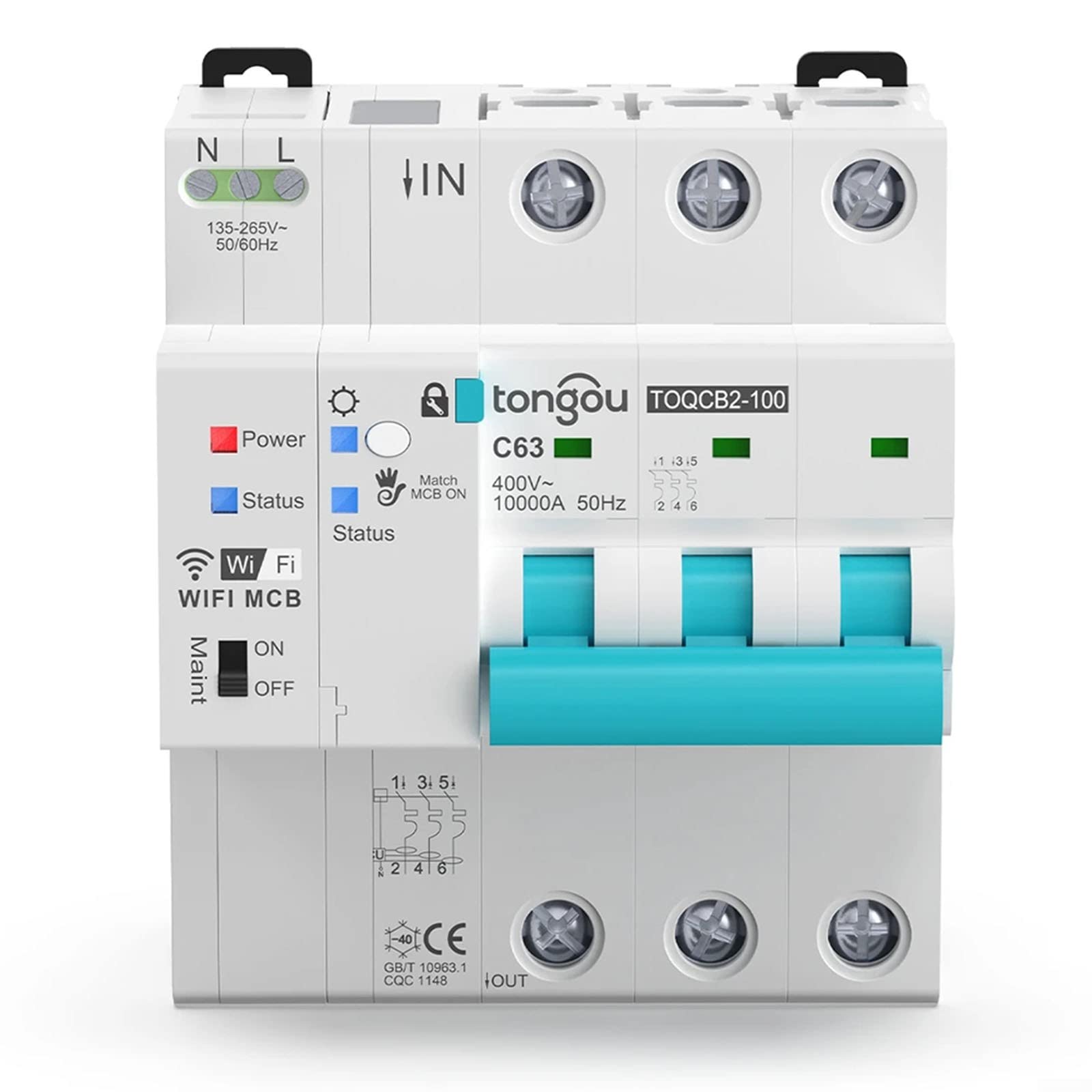 SPORTARC 3P für Tuya MCB WiFi Messleitungsschutzschalter für Smart Life Timer Fernbedienung kabellos