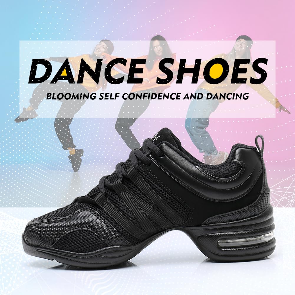 Scarpe da Ballo Sportive Donna con Lacci Casual Traspirante Antiscivolo Jazz Moderno Danza Sneakers,Modello-LYX729