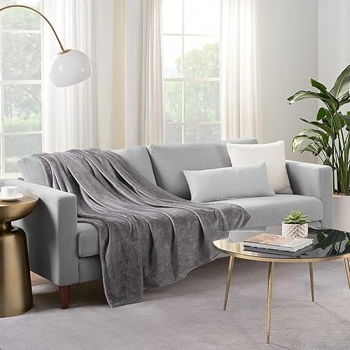 Miniatura 7 de SERTA Manta de felpa gruesa y mullida súper suave y ligera para cama, sofá o viajes, estándar (50 x 60 pulgadas), color blanco hueso