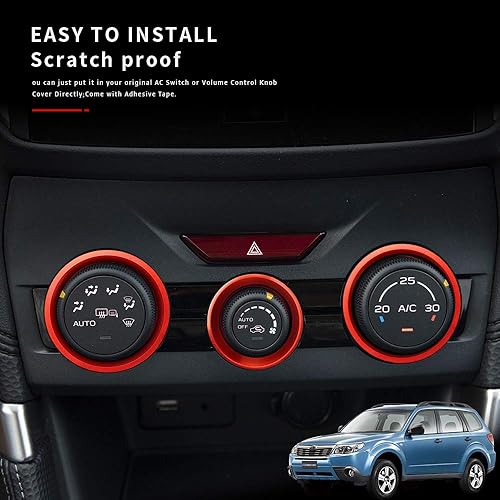 Miniatura 4 de Auovo Cubiertas de anillo exterior de perilla de control de clima de CA para Subaru Forester 2019-2024  Crosstrek 2018-2022 2023  Impreza 2017-2023