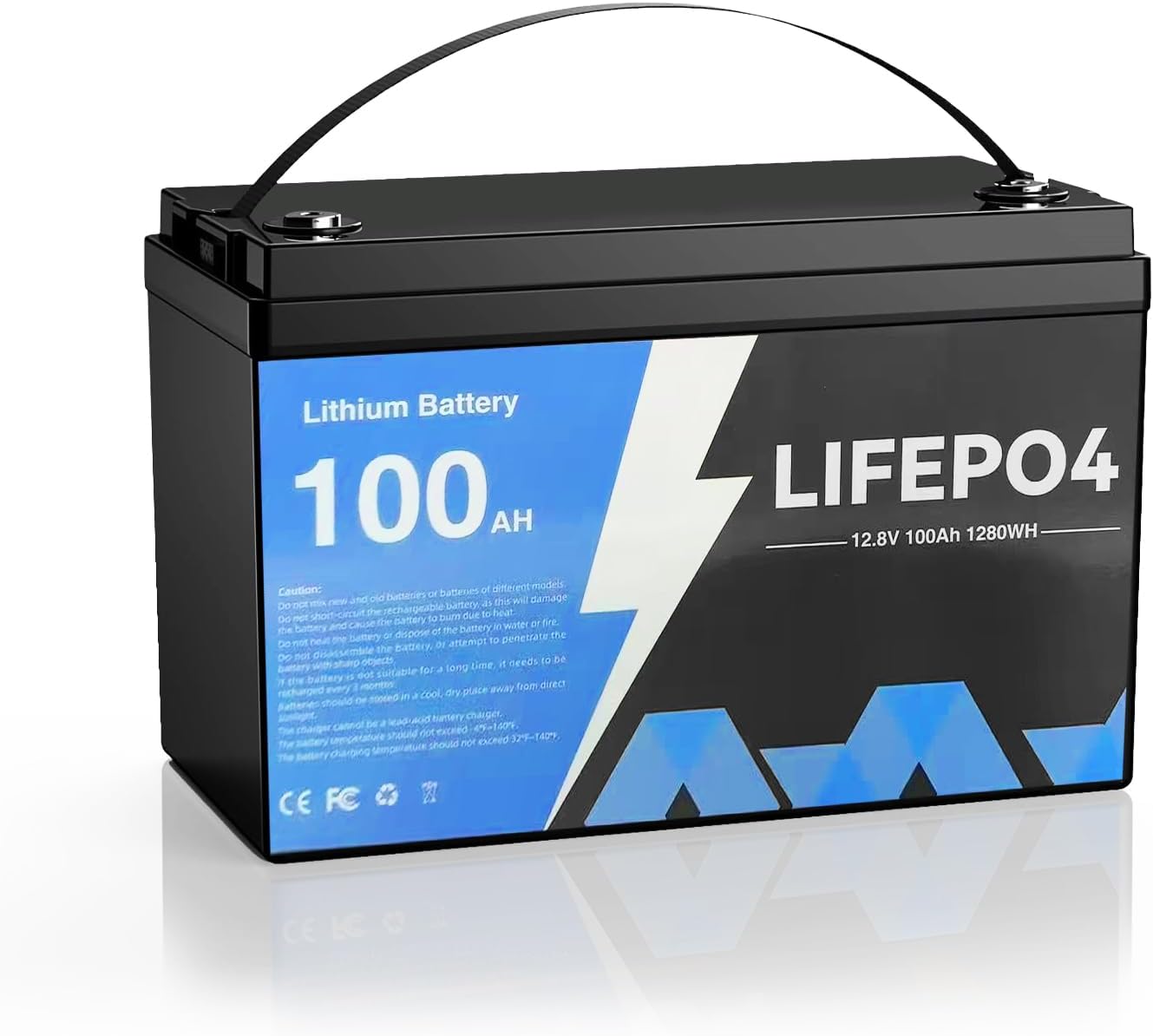 CACITY 12V 100Ah LiFePO4 Deep Cycle Battery with Low Temp Cut Off & Built-in 100Ah BMS - 1280Wh Energy for RV, Solar, Marine, Home Energy Storage, Boat, Golf Carts - 12V 100Ah Lithium Battery