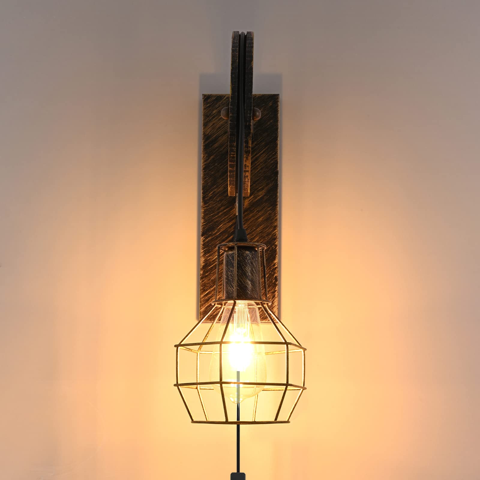 AnvFlik Retro Industrial Wall Sconce, 2Pack Antique Brass