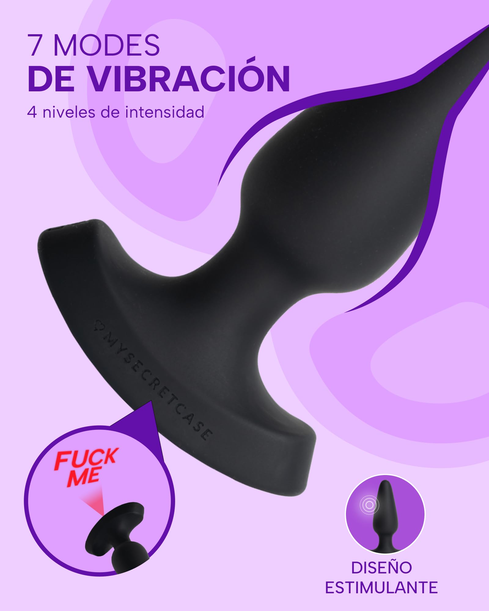 MySecretCase Plug Anales,Con Luz 7 Vibraciòn y 4 Intensidad Plug con Vibración y Control Remoto Vibrador Anal Butt Plug Brinquedos Sexuais Para Casais Juguetes Sexuales Consolador Mujer Consolador Hom