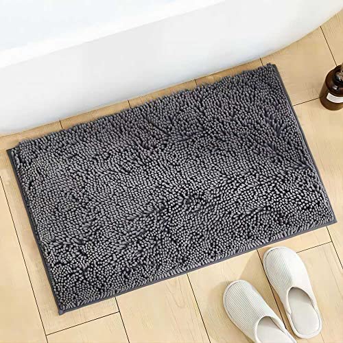 YOOTUKL Saugfähige Chenille Fußmatte für den, rutschfeste Badematte, schlammiger Hund, waschbare Matte, schnell trocknende 50x80cm Grau