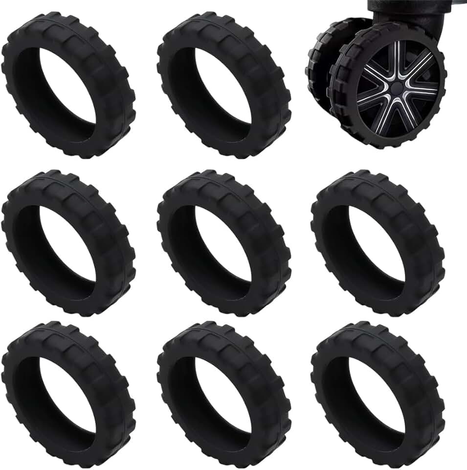 HSLXBY Protecteurs Roues Pour Valise,8 Pcs Housses De Roues De Valise à Bagages,Étui À Bagages Roue Bagage En Silicone,Réduit Le Bruit Couvre-Roue, Bagage À Main Protège-Roue Pour Plupart Des Bagages