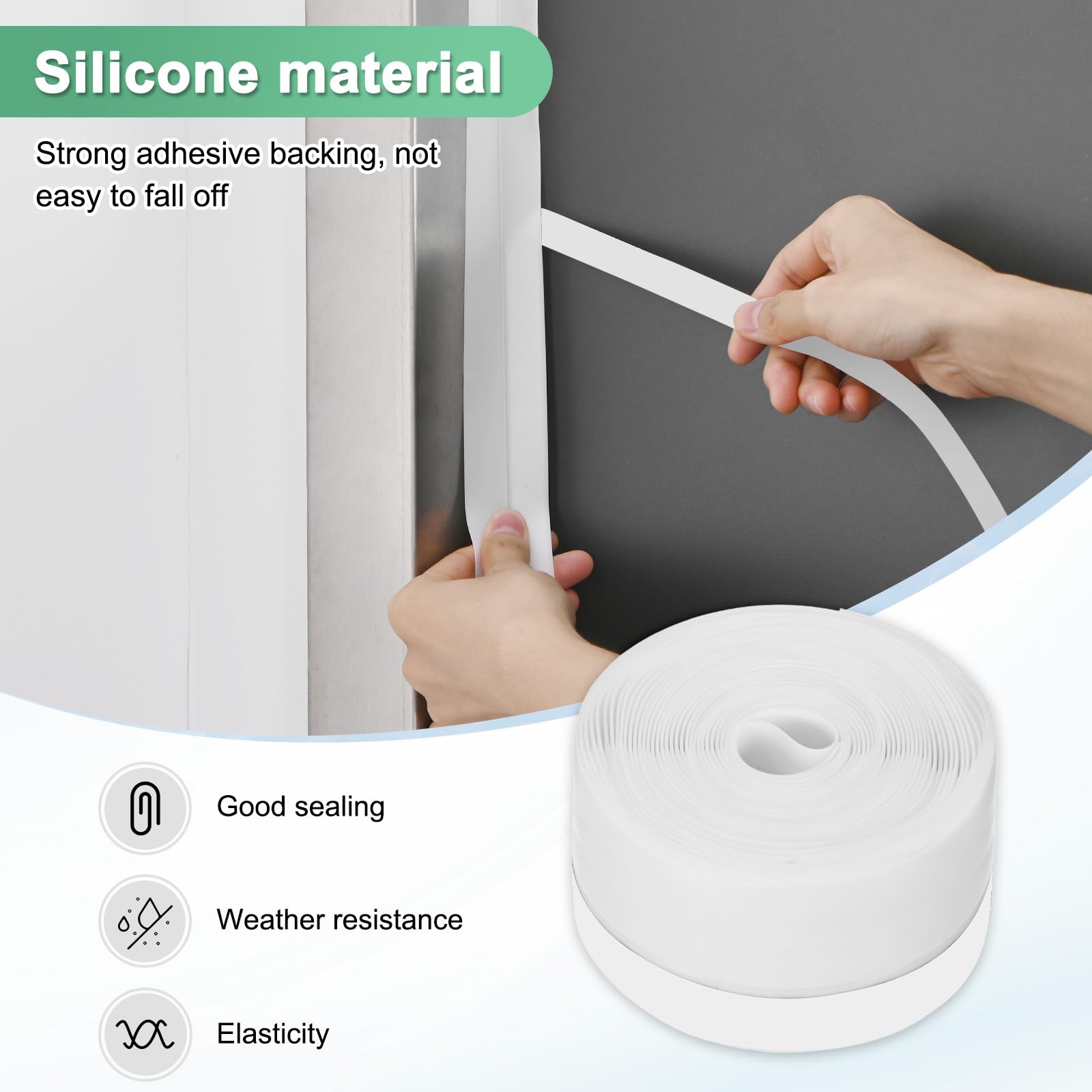 M METERXITY Weather Stripping Door Seal Strip, 1.77 Inch(45mm) Silicone 16.4 ft Draft Stopper for Windows Gaps/Shower Door - Image 2