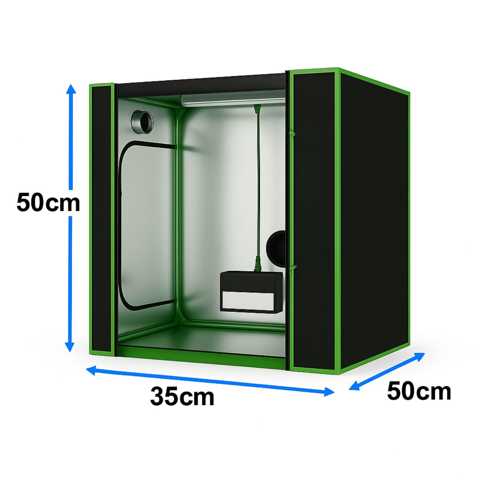 Weedness Mini Grow-Box Set LED Lampada Ventilazione 50x35x50 cm Tenda di Coltivazione Armadio di Coltivazione Piccola Coltivazione Interna