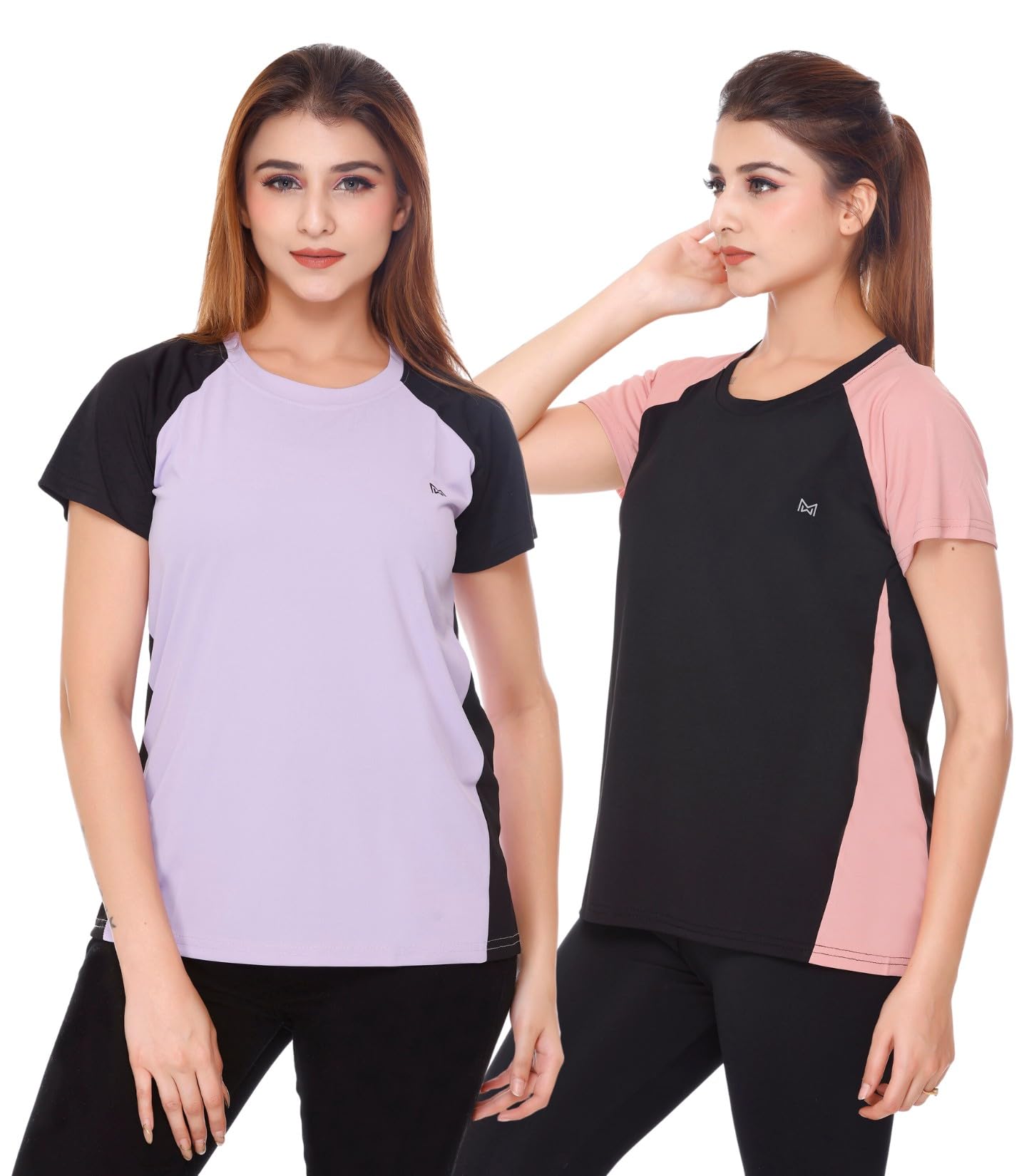 White MoonWomen's Polyester Dry Fit T-Shirt Combo - Gym, Workout, Essentials - Breathable, Comfortable, Stylish - Gym T-Shirt, Sports T-Shirt, Dry Fit T-Shirt for Women (Pack of 2)