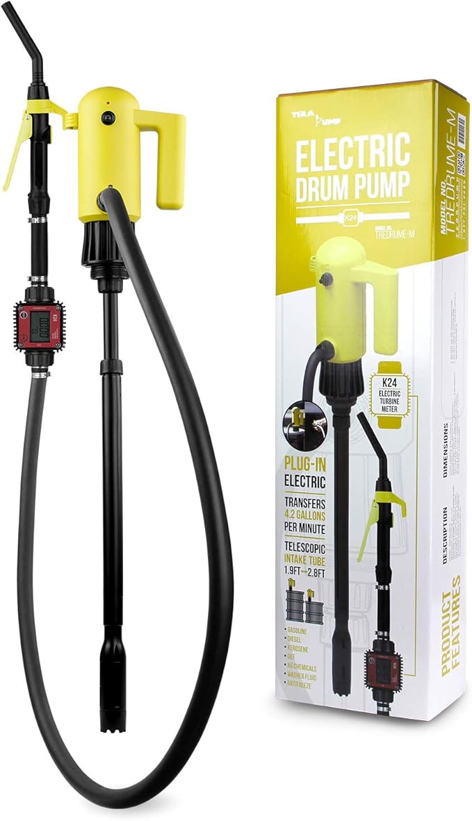 TERA PUMP Telescopic 12V Electric Drum Pump (16 Liters