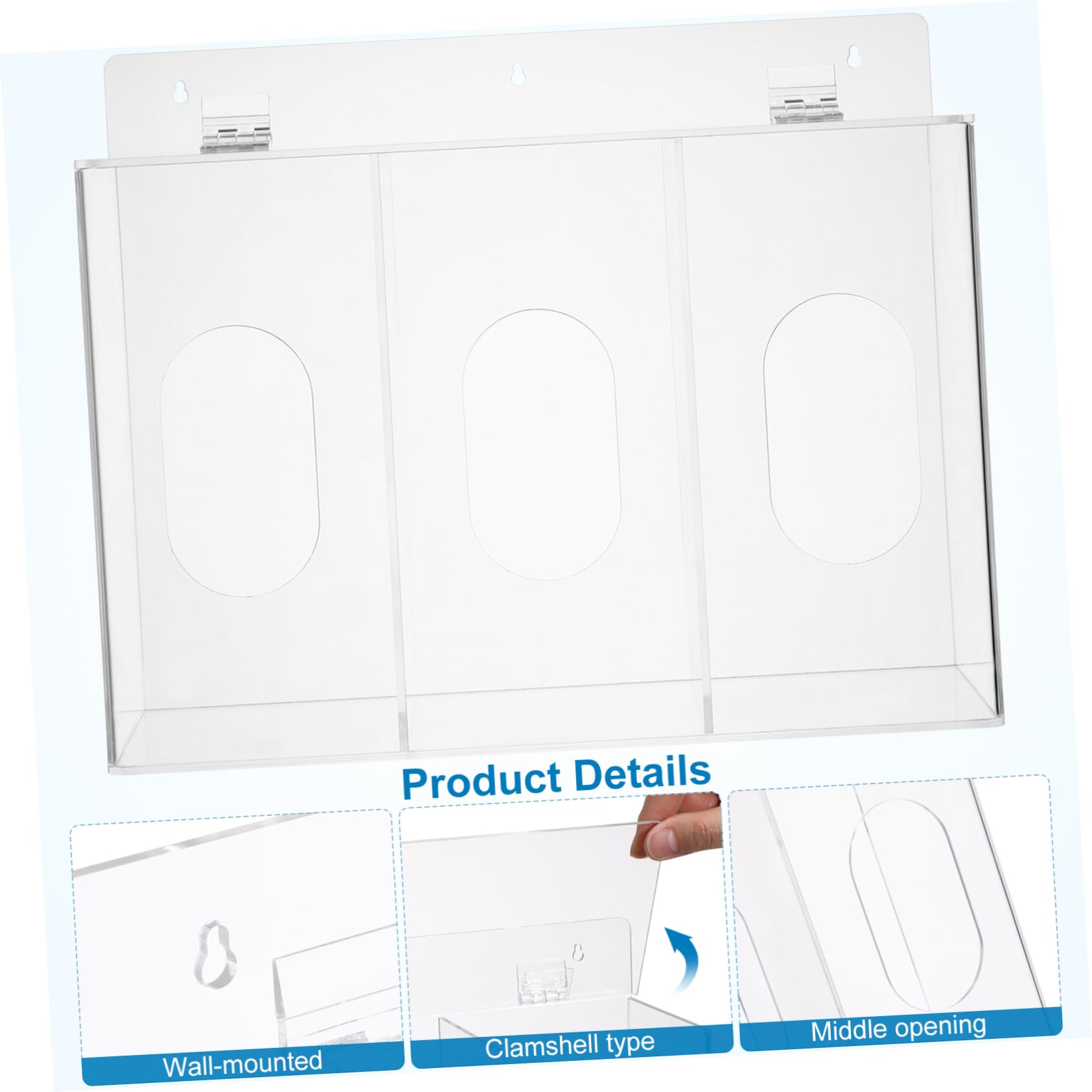 Caja Dispensadora Guantes Soporte Organizador De Pared Acrílico (3 Compartimentos)
