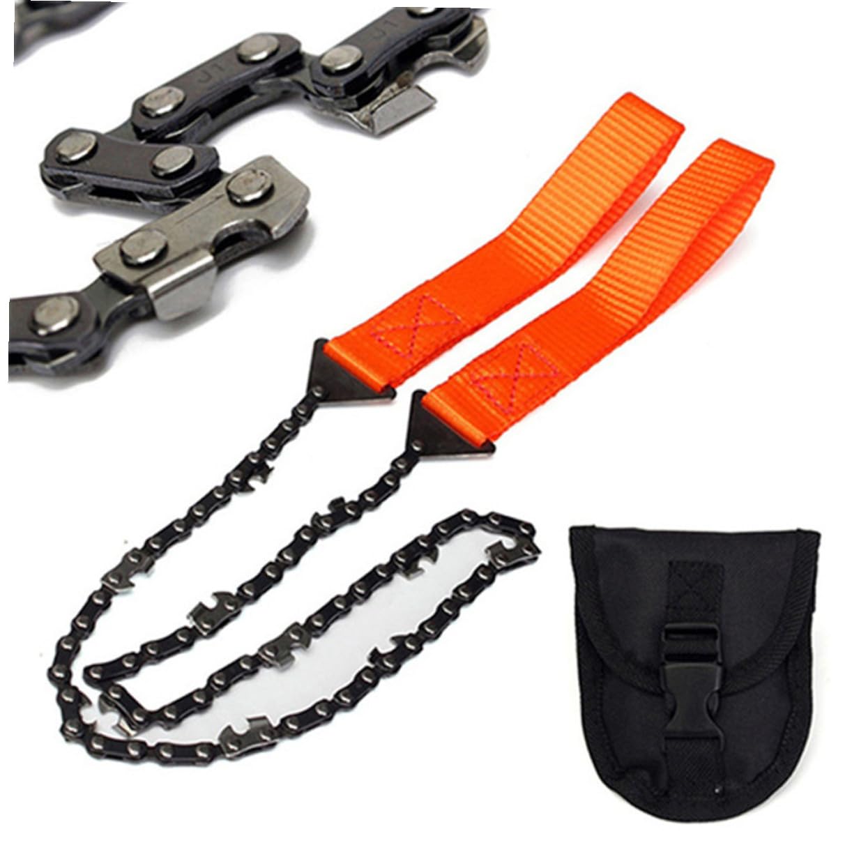 YARNOW 3pièces à Chaîne Portable Pliante Pour Camping Et Survie Outil De Coupe Pour Extérieur Pour Élagage Chasse Orange