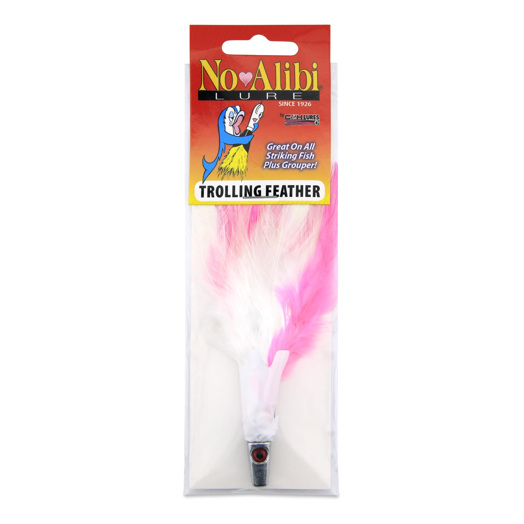 No Alibi Trolling Feathers - Saltwater Fishing Lure for Mahi, Tuna, Wahoo & More - Classic Feather Trolling Lure, Available Rigged or Unrigged, Multiple Sizes