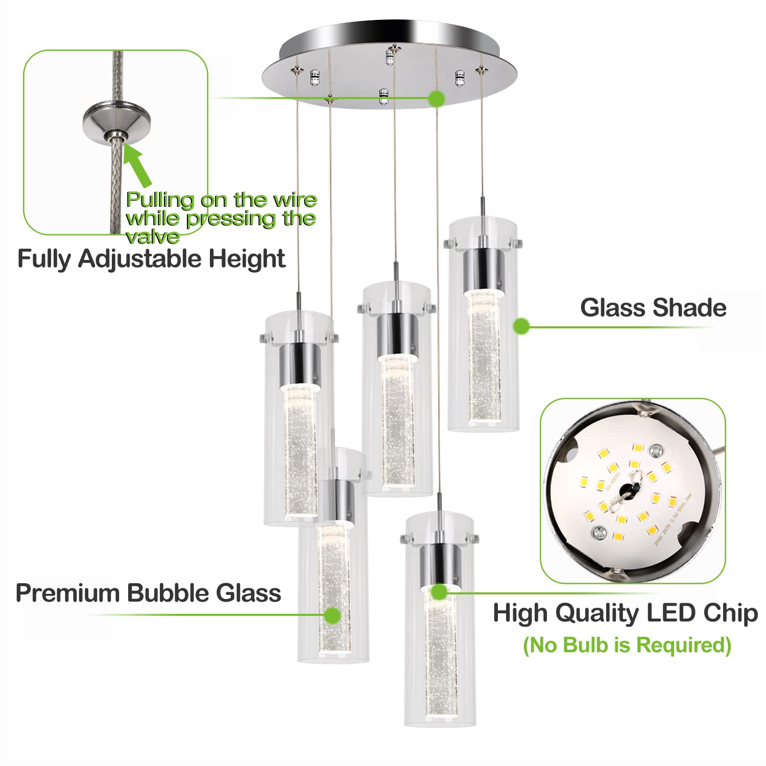 Pendant Light, 5Light Integrated LED Kitchen Lighting...B0836FR26Y