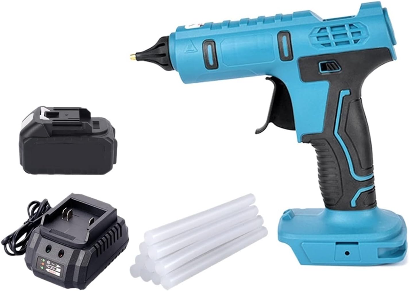 Hot Glue Gun Cordless Hot Melt Glue Gun with 10pcs 11mm Glue Sticks Anti-Scald Rechargeable Home DIY Repair Tool for Battery for DIY Arts, Crafts and Quick Repairs(Without Battery)
