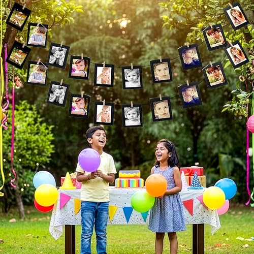 Image of Party Propz Paper Photo Frame - 10 Pcs 5x7 Kraft Paper Picture Frames DIY Cardboard Photo Frames with Wood Clips and Jute Twine (Black) | photo frame for wall | photo frame for wall decoration