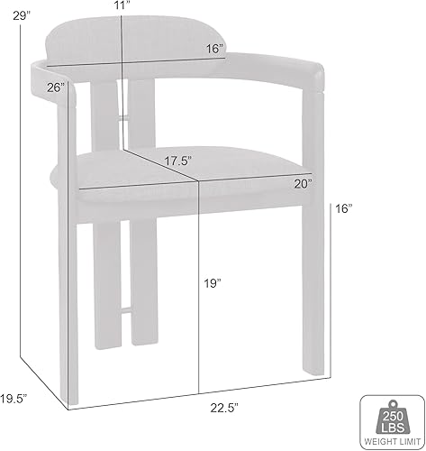 Miniatura 10 de Armen Living Jazmin - Silla de comedor contemporánea en acabado de madera cepillada negra y tela de carbón, juego de 2