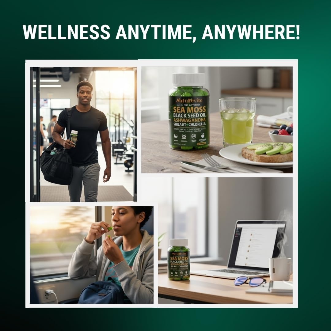 16 In 1 Sea Moss Gummies — US-Made, 3X Potent Seamoss Gummies for Men and Women with Black Seed Oil, Ashwagandha, Burdock, and More — Supports Immunity, Energy & Vitality (30-Day Supply, 60 Gummies) - Image 4