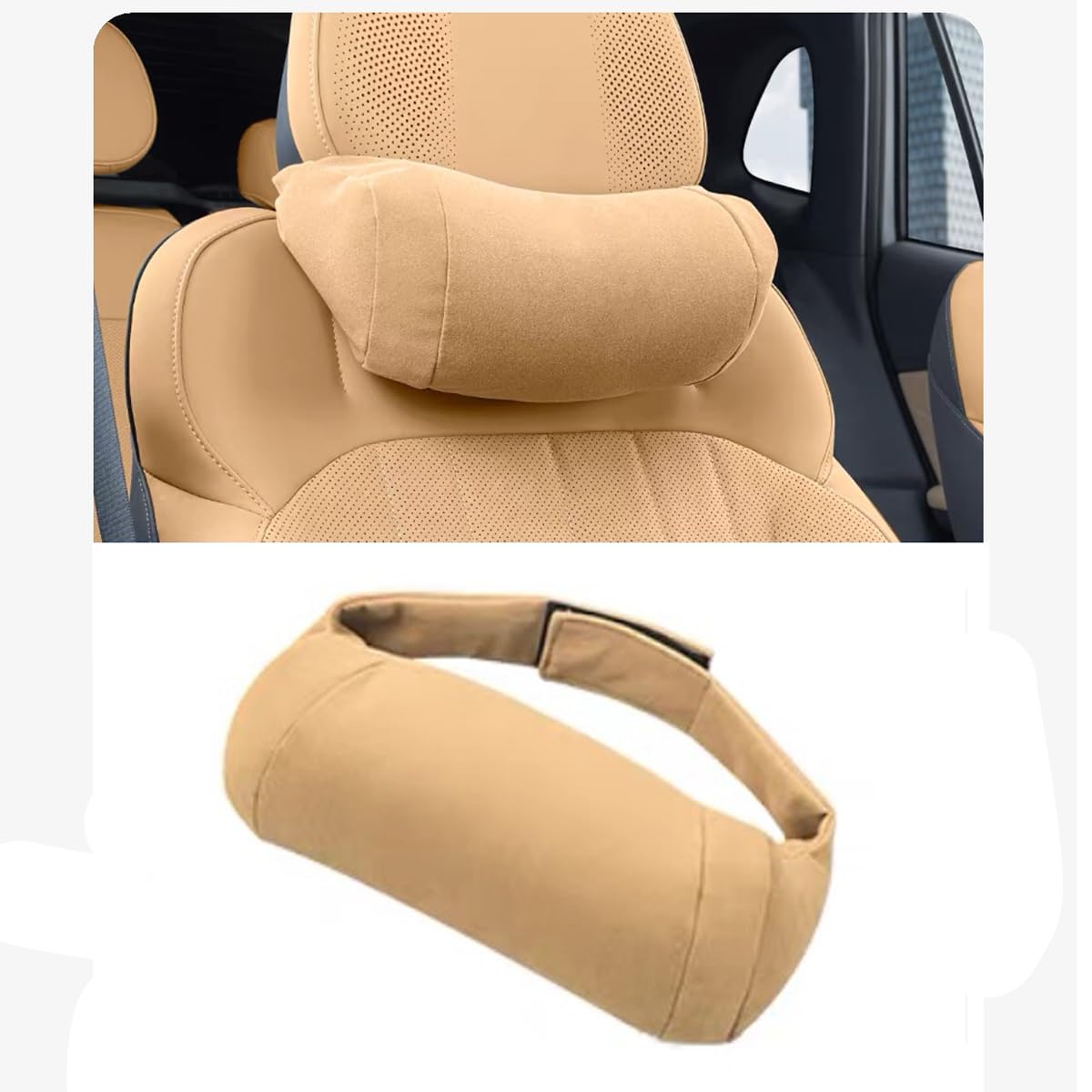 TYUIGHF Car Neck Pillow for Hyundai Tucson NX4/ Hybrid/NLine 2021-2024 2025 2026 Ergonomic Car Headrest Pillow Luxury Suede Memory Foam Car Neck Support Cushion for Driving Fatigue Relief Pain
