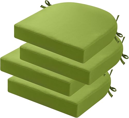 idee-home Juego de 4 cojines para sillas de exterior, gruesos de 19 x 19 x 3 pulgadas, cojines de asiento para exteriores, muebles de patio,