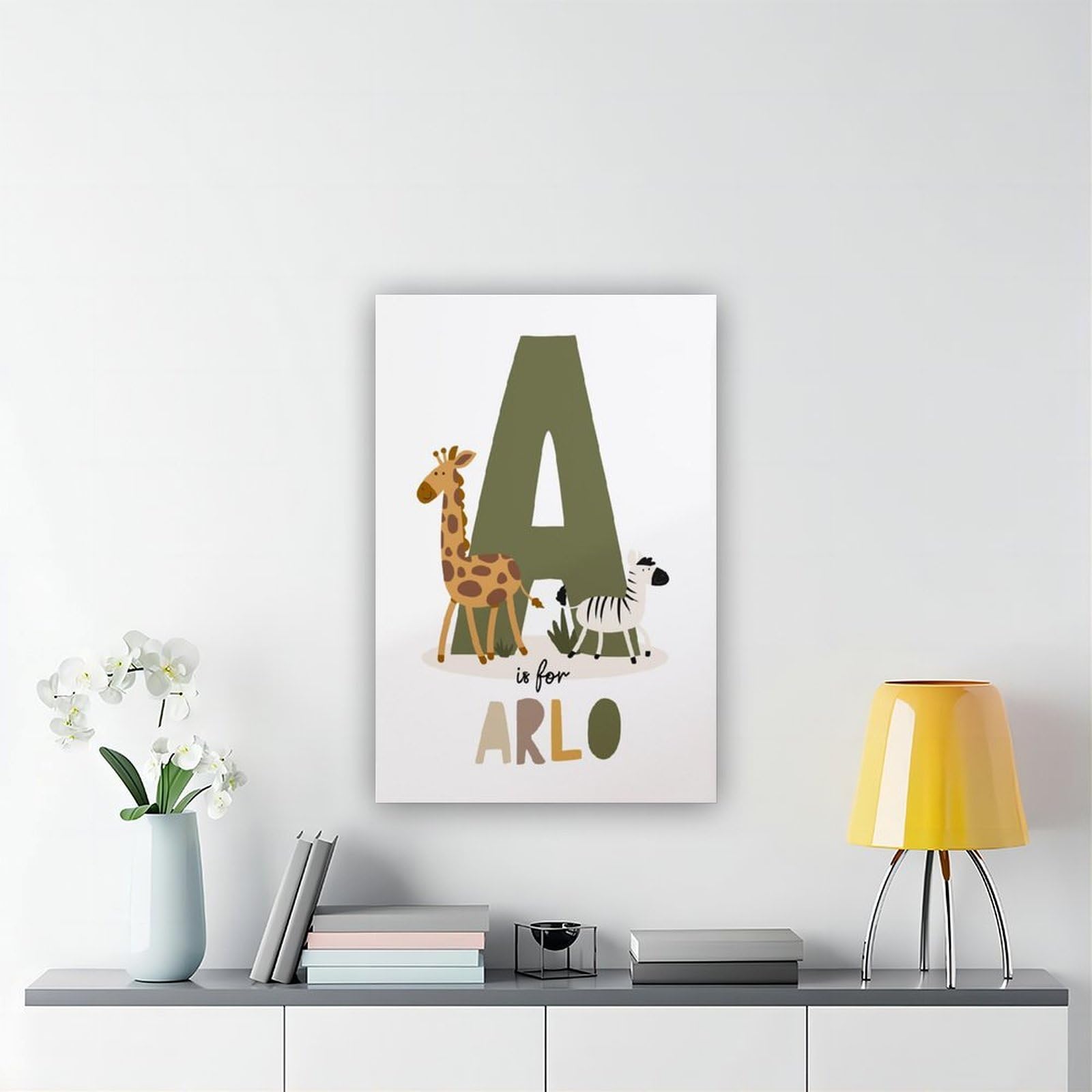 Poster sur toile avec thèmes éducatifs de l'alphabet de A à Z (12) - Décoration murale pour salon, chambre à coucher - 40 x 60 cm