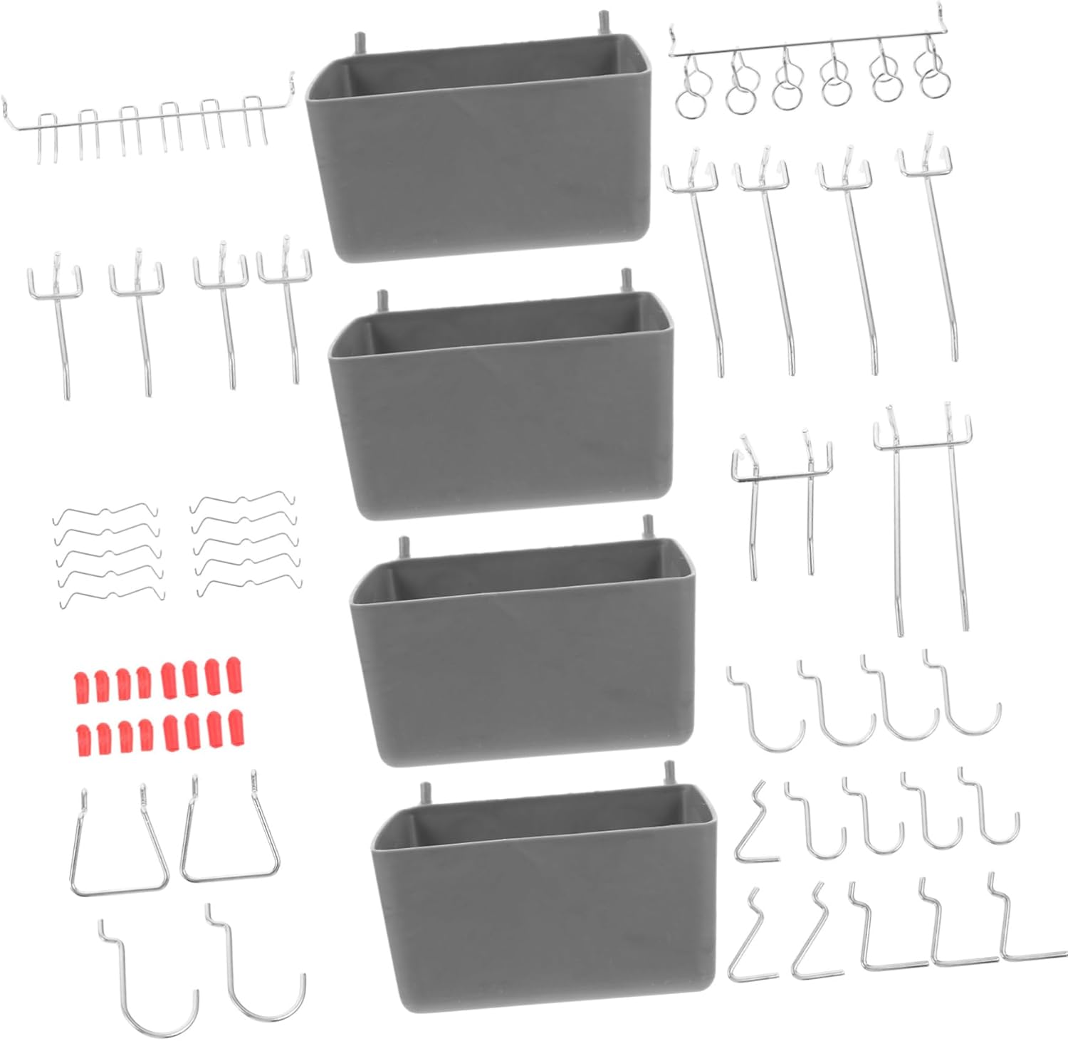 114pcs Pegboard Hook Organizer Bins for Garage Workshop Craft Storage Heavy-Duty Utility Hooks and Bins for Secure Tool Hanging and Organization
