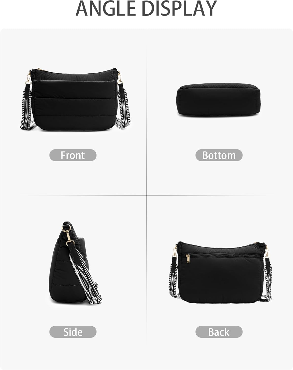 Gitus Puffer Crossbody Bags for Women Trendy Quilted Purses Shoulder Hobo Bag