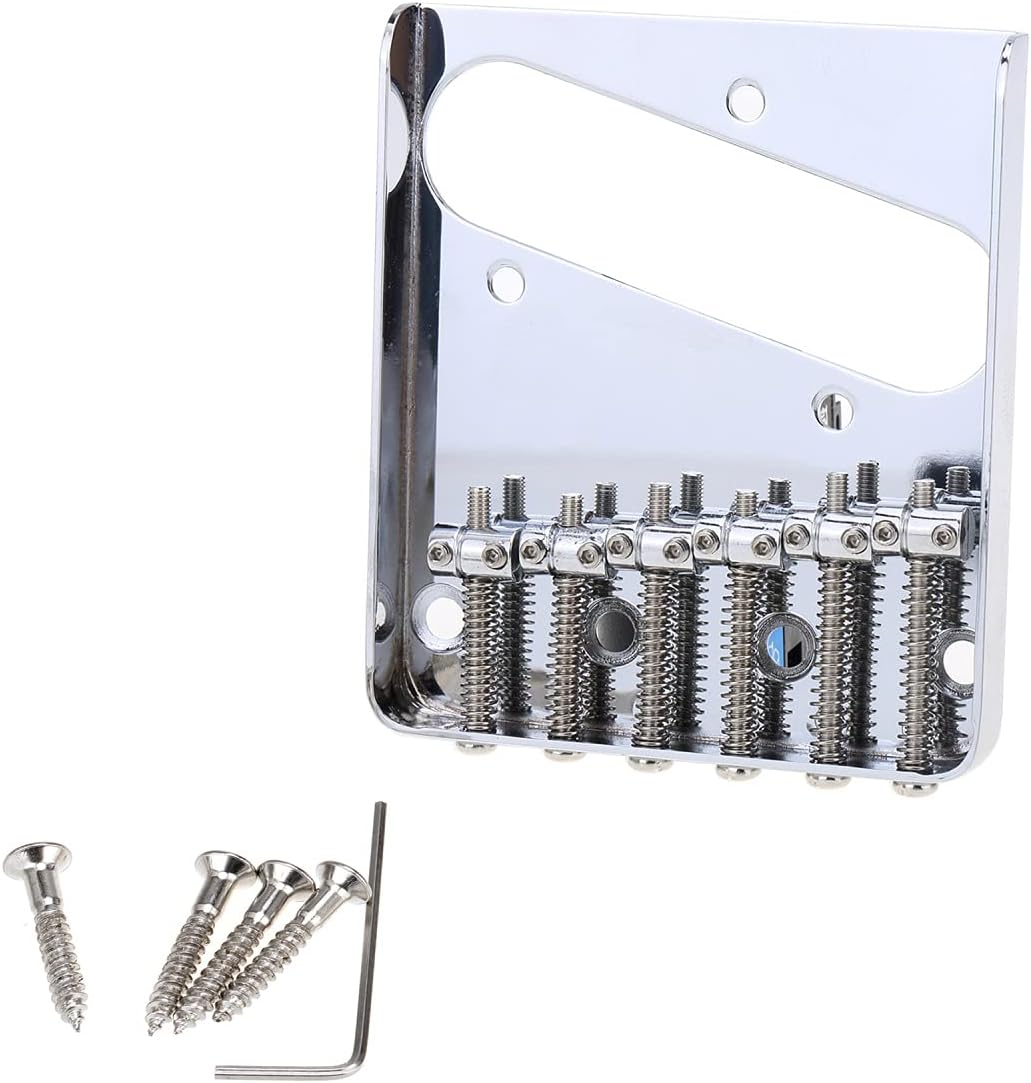 Musiclily Pro 54mm Telecaster Bridge Vintage 6 Barrel Saddles for Tele Style Electric Guitar Chrome - Image 5