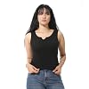Women's Sleeveless Ribbed Tank Top, Notched Neckline-2561