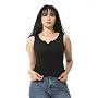 Women's Sleeveless Ribbed Tank Top, Notched Neckline-2561