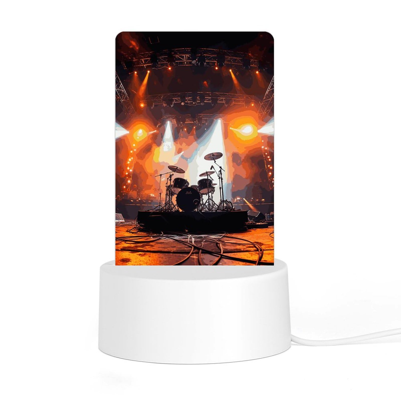 JTREHY - Acrylic Night Light with Base, Rock Concert Design, Desk Night Light, LED Night Light for Bedroom, Bathroom, Hallway, Holiday Gift