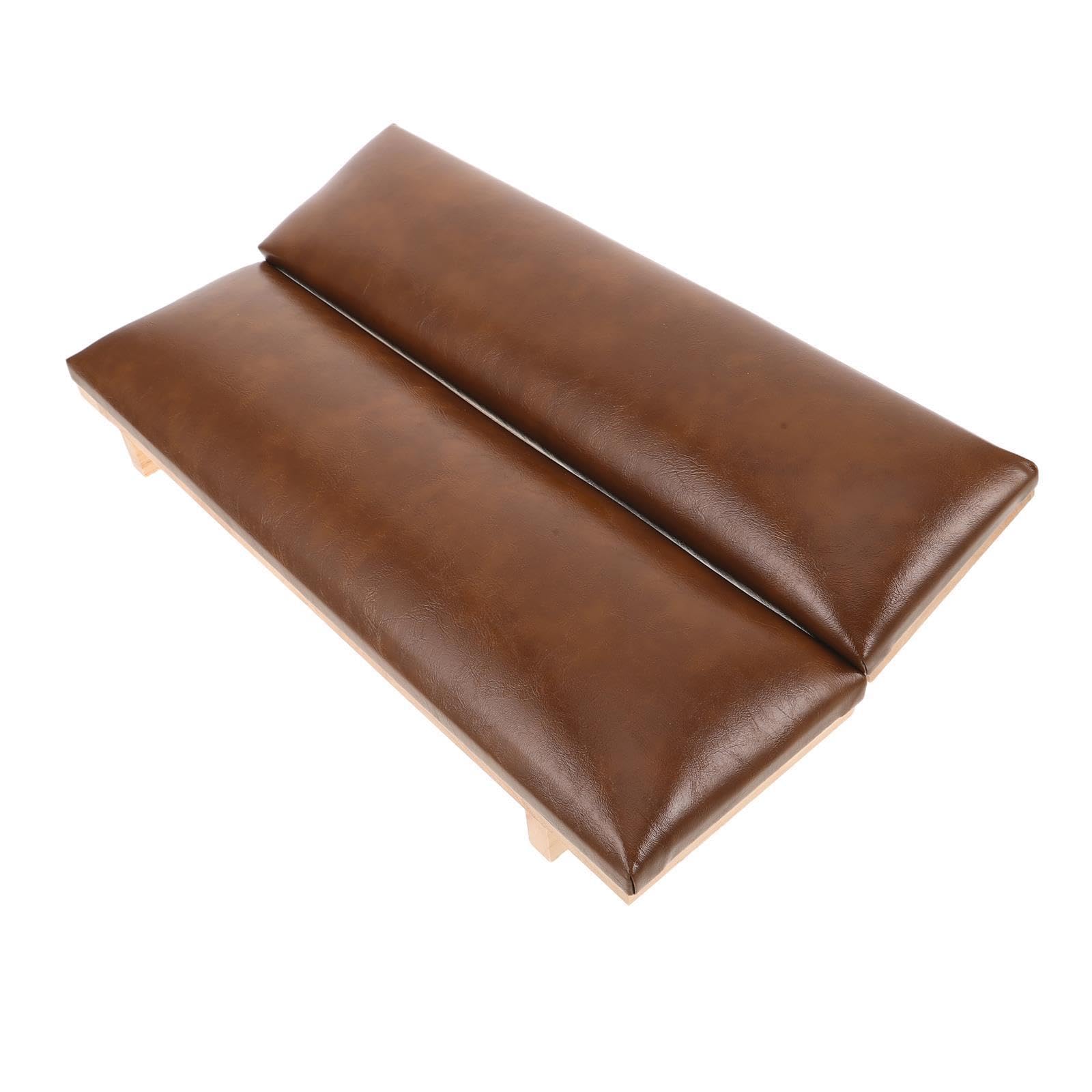 Almohada de Manicura con Soporte de Mano Estable PU Madera 40cm Marrón