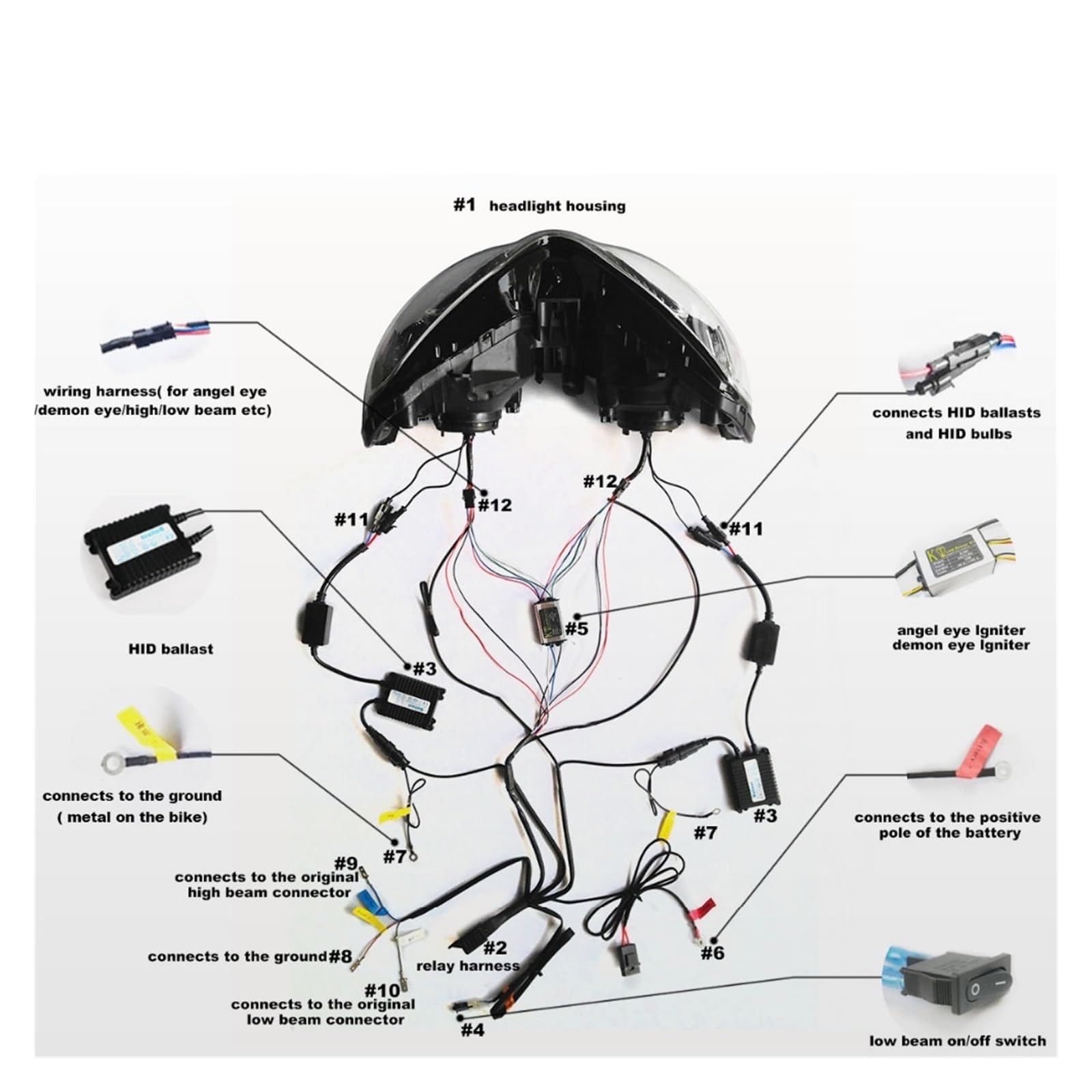 照明3点まとめ Amazon.com: EWXIAEDUS LED Motorcycle Assembly Headlight Compatible
