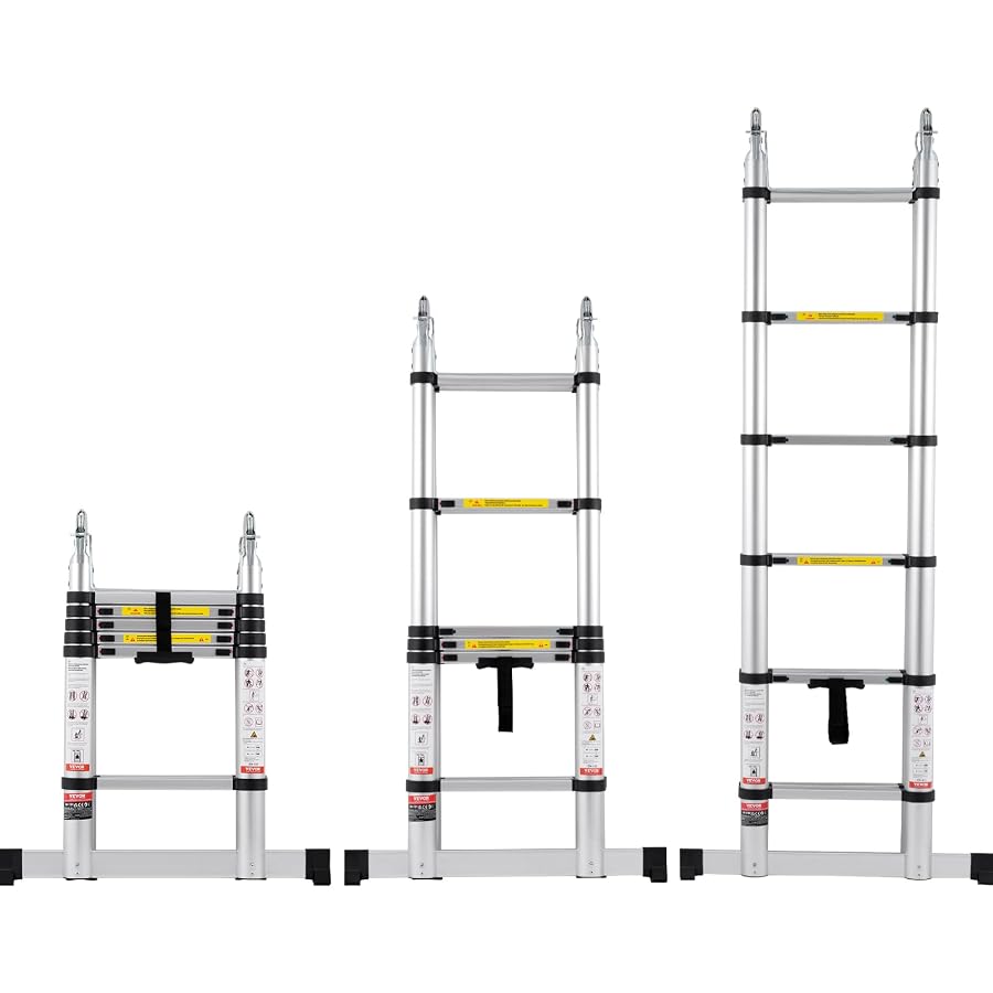 VEVOR 12.5FT Aluminum Telescoping A-Shape Extension Ladder, 375 LBS, photo 1 of 4
