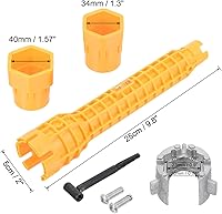 Vista 2 de PATIKIL Instalador de grifo y fregadero, llave multiusos 8 en 1, herramienta de fontanería para inodoro y lavabo, color amarillo