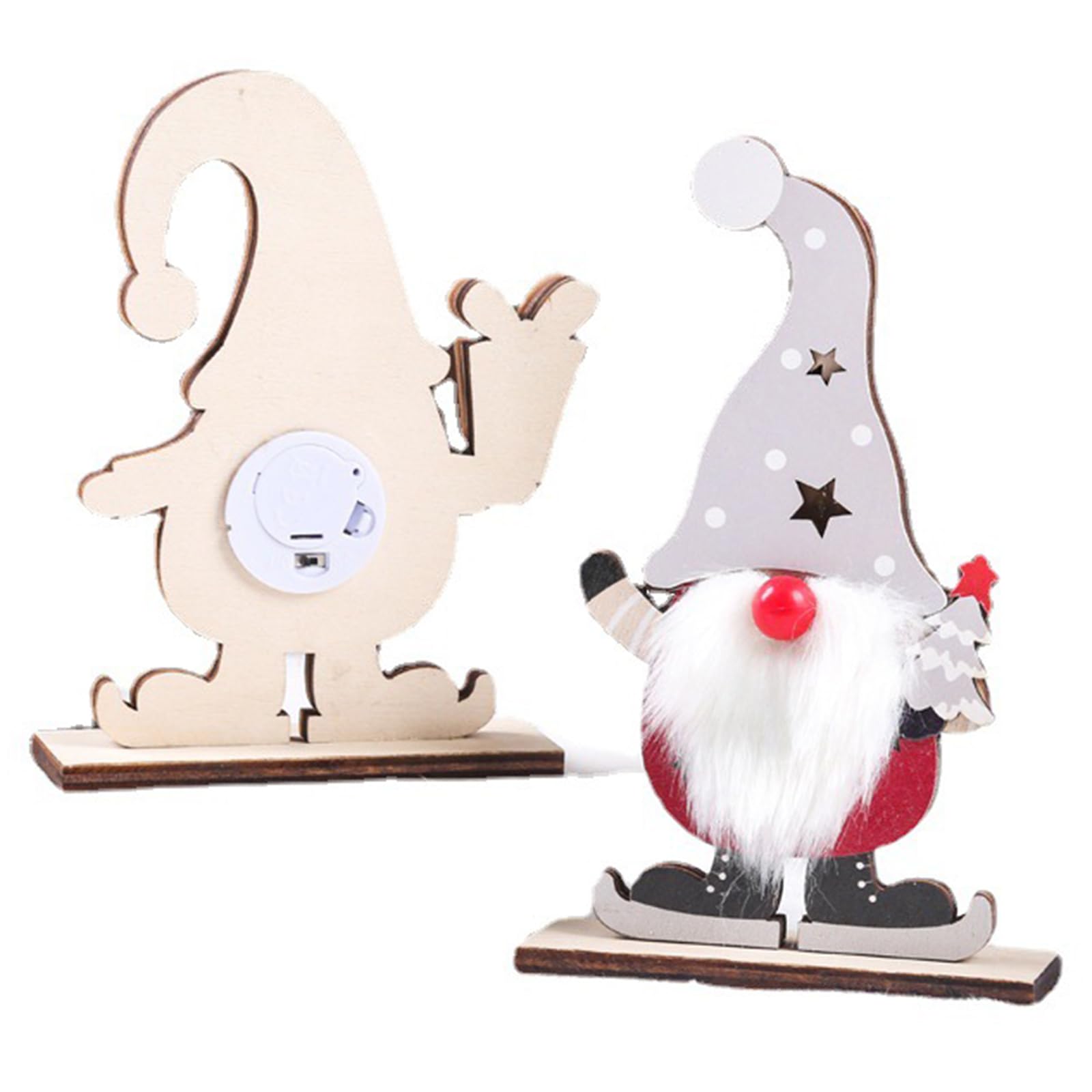 AMZGSHOP 2PCS LED Cute Christmas Ornament Multi-Purpose Lighted Up Santa Statue Luminous Xmas Sculpture for Fireplace Stairs Living Room