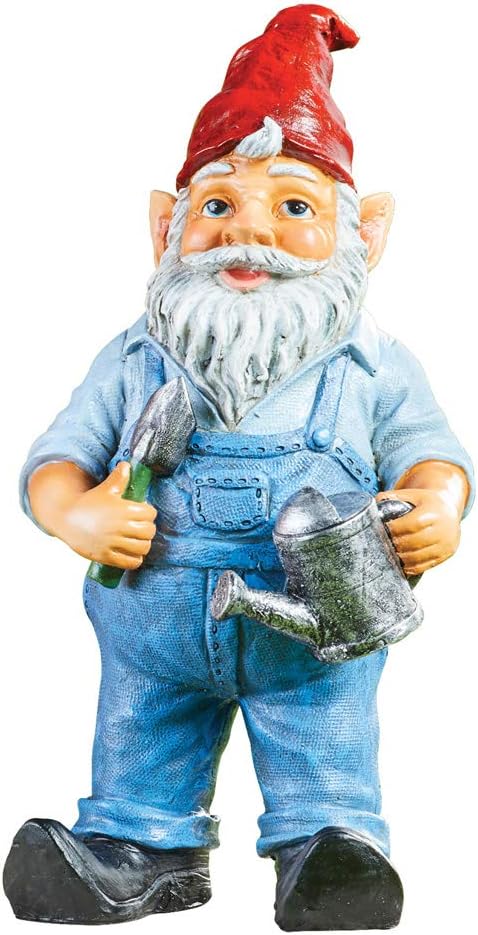 Collections Etc Gardening Garden Gnomes Outdoor Decorative Figurines - Touch of Whimsical - Man Gnome/Woman Gnome - Resin - 6" L x 6" W x 12" H