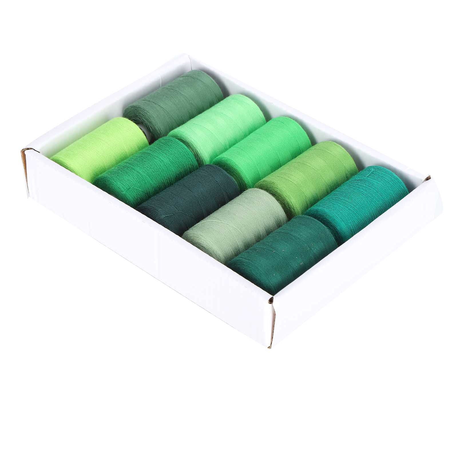 Set Da 10 Rotoli Di Filo Per Cucire Verde, 10 Colori Diversi (10 Iarde Ciascuno), In Poliestere Resistente, Con Scatola Portaoggetti, Per Macchina E Mano