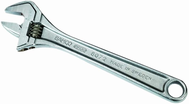 Chave ajustável Bahco 8072 RC US com acabamento cromado, 25,4 cm, Pacote com 1 unidade