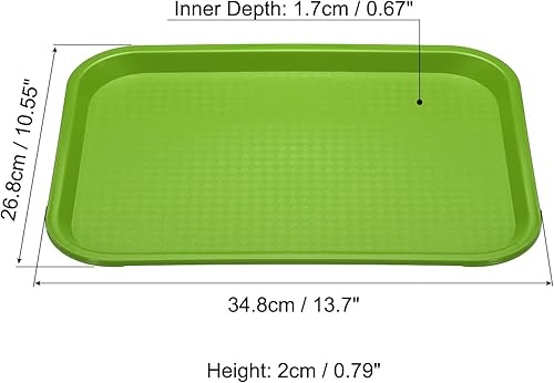 Miniatura 2 de PATIKIL Bandeja de comida rápida de 14 x 11 pulgadas, plástico PP, reutilizable, reciclable, bandeja rectangular multiusos para restaurante, cocina,