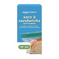 Vista 4 de Yaxa Basics Bolsas de almacenamiento de sándwich con doble cierre para almacenamiento de alimentos, sin BPA, 100