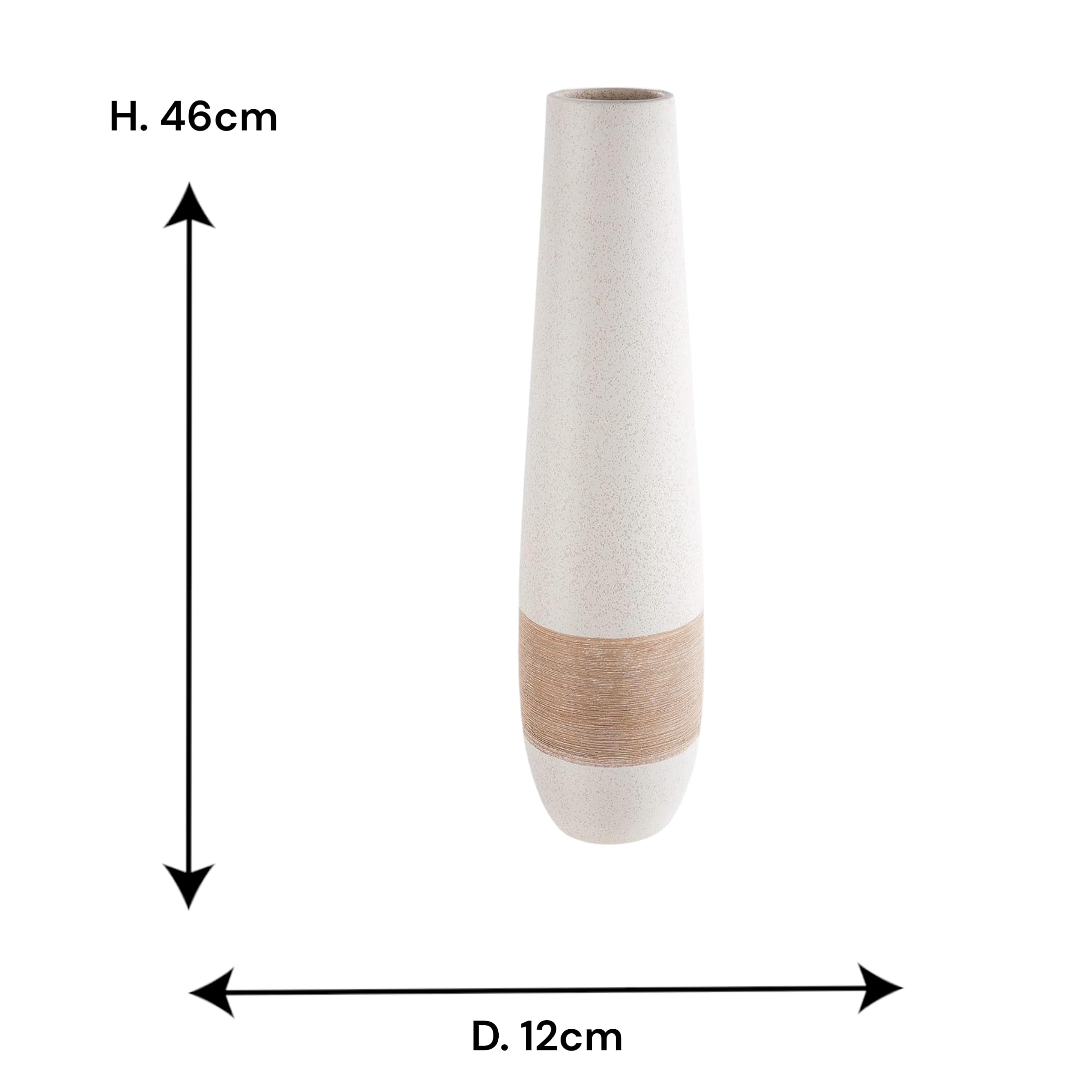 Gilde Deko große Vase XL Bodenvase aus Keramik - Deko Wohnzimmer - Farbe: Braun Creme Höhe 46 cm