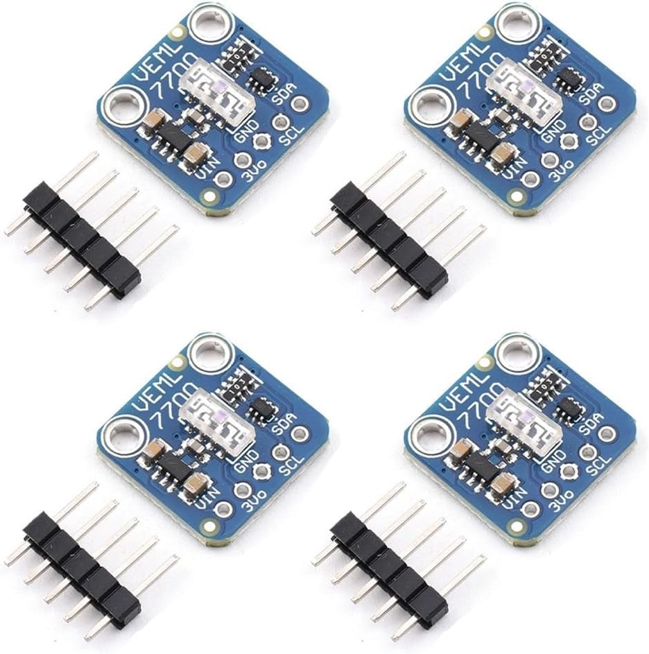 4pcs VEML7700 Ambient Light Sensors 16-Bit I2C Interface Designed For Arduino Projects Low Power Draw And Infrared Cutoff Filter For Accurate Sensing(Not welded)