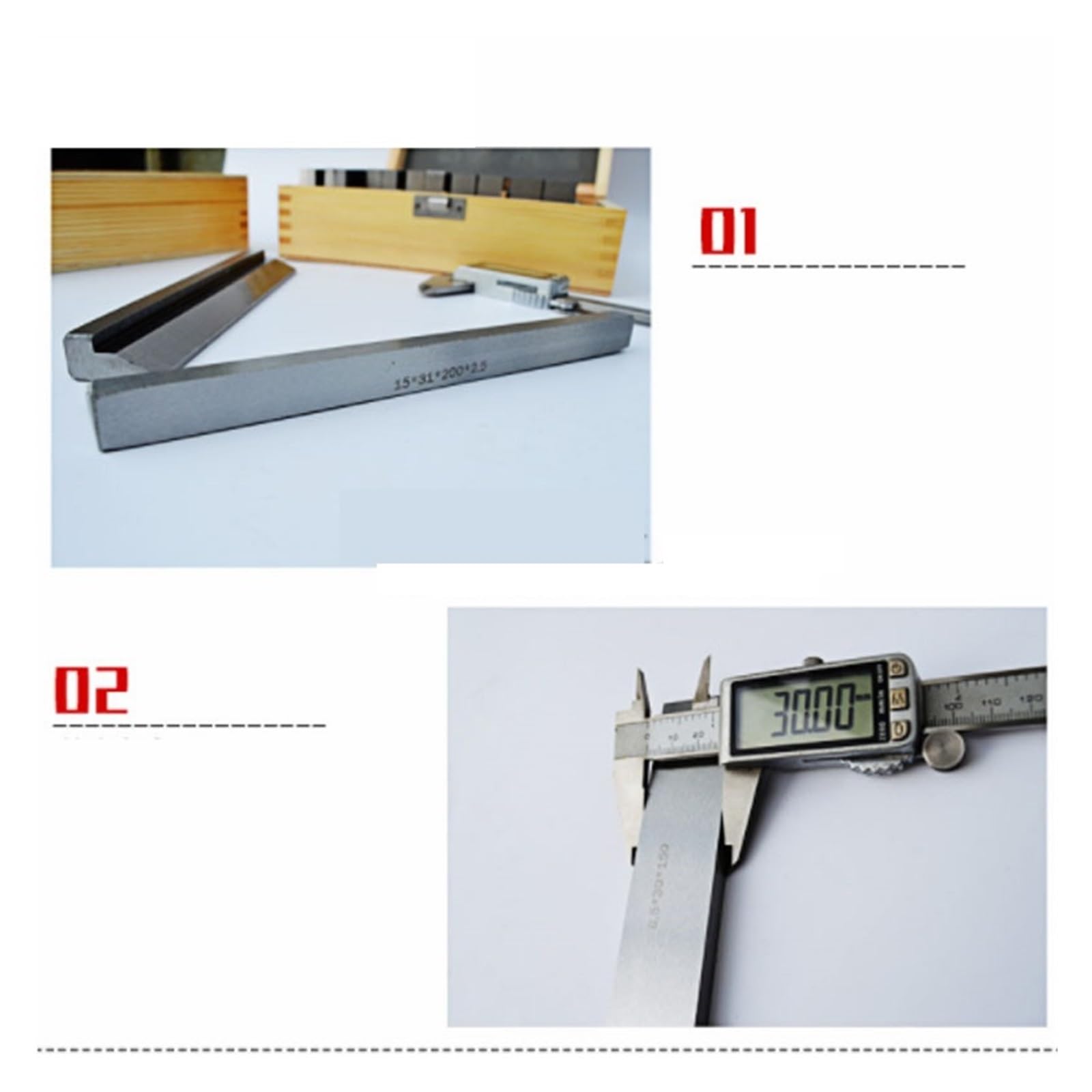 Równoległe klocki wzornicze Zestaw 18 precyzyjnych śrub równoległych 150 x 9 mm, 9 par, równoległość: 0,01 mm