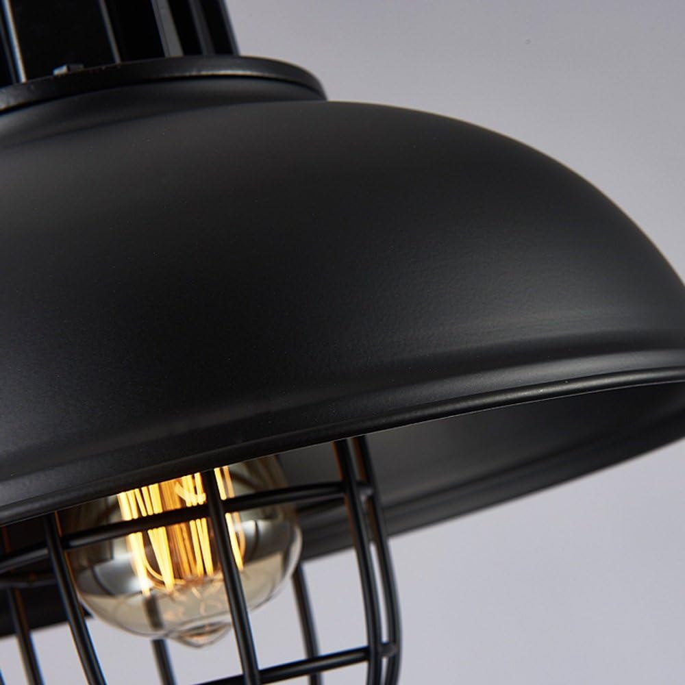 Retro Industry Wrought Iron Single Head Adjustable Pendant Lights Creative Pot Cover Loft Black Ceiling Lamp Hanging Light Country Steampunk Chandelier for Study Farmhouse Bar Flush Mount Light