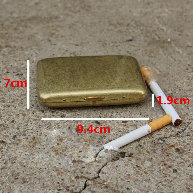 Collectable Vintage Solid Brass Copper Cigarette Case Holder Box,Slim Metal Cigarette Box Gold Cigarette Protector for 16 Regular Cigarettes